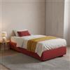 Dmora Letto Singolo Rachele, Letto Contenitore con Rivestimento in Tessuto, 100% Made in Italy, Apertura Frontale, con Materasso Cm 80x200 Incluso, Rosso