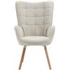 meublescosy MEUBLE COSY, Beige Sedia da Ufficio Poltrona da Scrivania Imbottita Scandinavia con Braccioli in Tessuto con Schienale Alto Gambe in Legno per Studio, 66x71x106cm
