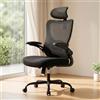 Marsail Sedia da ufficio ergonomica: sedia da ufficio ergonomica con poggiatesta 2D, supporto lombare 2D, braccioli pieghevoli 3D, cuscino da 8 cm, altezza regolabile e capacità di carico di 136 kg.
