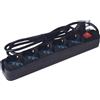 ECOVA Multipresa 5 posti schuko con interrutore spina 16a colore nero