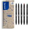 PILOT - 5 FriXion Ball Plus - Penna Cancellabile Ergonomica | Roller Gel Retrattile e Ricaricabile - Massimo Comfort - 2 Nero, 1 Blu, 1 Rosso, 1 Verde - Punta Media (0,7mm)