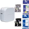 Brother P-Touch Cube PT-P300BT Etichettatrice con Bluetooth e Compatibilità MFi, iOS e Android, Taglierina Manuale, fino a 12 mm, Nastro Laminato TZE231 e Nastro in tessuto TZER231