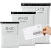 Brysalis 50 Pcs Buste per Spedizioni Tessile, Autoadesive Sacchetti Spedizione, Impermeabili Busta Postali Plastica, Opaqui Pochette per Spedizioni Postali per Scarpe, Libri(Bianco, S-20, M-20, L-10)