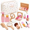 DAJASD Set Trucchi Bambina in Legno Finti,Trucchi Set Trousse Trucchi Bambina, Giocattoli Giochi Legno Con Trousse Cosmetici, Accessori Postazione Trucco Bimba, Regalo Bambine
