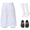 BPURB Costume coloniale da Ragazzo Bambini Medievale Pirata Cosplay Costume Rinascimento Costume Calzoni (Pantaloni con Calzini Bianchi Alti Fino al Ginocchio e Fibbia della Scarpa d'oro)