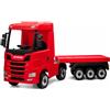 Mondial Toys Camion Elettrico Scania 500R per Bambini 12V con Licenza Sedile in Pelle Telecomando 2.4Ghz Ruote in Gomma Porte Apribili Rimorchio Incluso Luci LED Musica USB Full Optional (Rosso Scania)