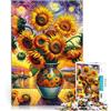 SYUNFEI girasole luminoso puzzle 1000 pezzi per adulti Giocattoli che creano dipendenza e sfidano l'intelligenza del cervello regali per amici e familiari 38x26cm