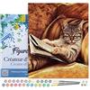 Figured'Art Dipingere con i Numeri con Telaio - Paint by Numbers Non Scherzare Con Questo Gatto, Passatempo per Adulti, Kit Completo, Hobby Creativi - Quadri fai da te 40x50cm Tela Già Incorniciata