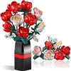 Booyuer Kit da Costruzione Bouquet di Rose con Vaso - 841 Pezzi - Piante Artificiali per Decorazione, Regalo perfetto per San Valentino, Festa della Mamma e Compleanni di Bambini 6+ Anni)
