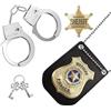 Dereine Police, Accessori costume polizia, Set Manette in Metallo con Chiavi, Distintivo, per Bambini, Halloween Carnevale Festa Giochi di Ruolo