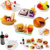 YAJIMAOY Accessori Casa delle Bambole in Miniatura, 1:12 Accessori da Cucina in Miniatura, Mini Cibo per Casa delle Bambole con Hamburger Patatine Fritte Torte Toast Frutta, Set Cucina Miniatura Cibo