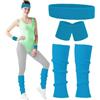 Carnavalife Costume anni '80 Donna Adulto con Fascia per Capelli+Braccialetti+Scaldamuscoli Colore Neon Gym, Accessori Anni 80, Fasce Nastri Sportivi 80S