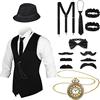 BBTO Set Costumi Gangster Anni '20 per Bambini, M | Include Bretella e Papillon, Perfetto per Cosplay, Feste a Tema Anni '20, Accessori Completi per Ragazzi