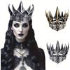 AHDMR Corvo Corvo Gotico Medievale Copricapo Regina/Re Malefico Retrò | Corona gotica Halloween corona principessa principe accessorio costume Punk per Cosplay serata night club