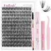 FADLASH Kit di Extension Ciglia include 240pcs Ciglia Finte a Ciuffetti da 40D di 0,07mm D Curl mix 15-20mm, Bond e Seal, Rimuovi Ciglia, Spazzola per Mascara,Pinzette per Lashs Cluster