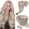 Hetto extension Nanoring Biondo Medio & Platino Highlights 45cm 50Ciocche | Nano ring in acciaio, posizione mini e invisibile. Senza colla né calore. Leggero e confortevole. Durata 3-6 mesi con cura.