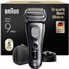 Braun Serie 9 Pro+ Rasoio Elettrico Barba, Custodia, 9617si Nero | Regolabarba Uomo Impermeabile, Ricaricabile, con Rifinitore di Precisione e Base di Ricarica, Custodia, Idea Regalo