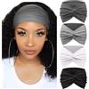 AQOKKA Fascia per capelli extra larga da donna grande turbante fascia | 4 fasce annodate intrecciate da donna, alla moda, grandi fasce per capelli da donna, a righe, spesse, graziose fasce colorate