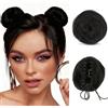 Vspek Mini Space Bun Chignon per Capelli, 2 Pezzi Chignon Finto per Capelli con Clip ad Artiglio, Spacebuns con Pinza, Marrone Nero