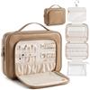 Prite Borsa da Toeletta da Viaggio Appendibile da Donna con Portagioie | Portatrucco, Beauty Case, Tasca Rimovibile, Due Misure, Pieghevole, Impermeabile, Pelle Vegana, Fodera in TPU Trasparente
