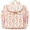 SDSFGX Zaino per cambio pannolini, motivo floreale, in cotone, trapuntato, per mamme e bambini, zaino da viaggio con cinghia per passeggino, rosa, S, Casual