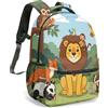 Generic Zaino per la scuola per bambini, motivo animali della giungla, 40,6 cm, stampa completa, giraffa, scimmia, leone, ippopotamo, coccodrillo, koala, foresta tropicale, cartone animato, 07, L, Casual