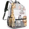 Generic Zaino per la scuola per bambini, motivo animali della giungla, 40,6 cm, stampa completa, giraffa, scimmia, leone, ippopotamo, coccodrillo, koala, foresta tropicale, cartone animato, 04, L, Casual