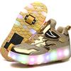 KOWO Scarpe LED,Scarpe da Skateboard a LED Light-UP,per Ragazze Unisex per Bambini,Ruote Doppie Singole,Luce 7 Colore Ricaricabili USB,Scarpe da Cross Sportive All'aperto