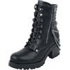 Gothicana by EMP Donna Stivali Neri con Catene e Cerniere Decorative