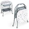 LIFEZEAL Vaschetta Bagnetto Neonato, 0-12 Mesi, con Fasciatoio, Vaschetta Bagnetto Neonato Pieghevole, con Materassino Fasciatoio, Ripiano Portaoggetti e Ruote, Tubo in Ferro, Portata 35 kg (grigio)