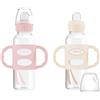 Dr. Brown's Milestones - Biberon con beccuccio di transizione, con manici in silicone, 250 ml, dai 6 mesi in su, colore: rosa chiaro ed ecrù, confezione da 2