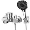 Oupuven Miscelatore Doccia rubinetto Vasca da Bagno con Doccetta Tre Velocità in Ottone con 1.5 m Flessibile Doccia in Acciaio Inox e Supporto Doccetta kit Rubinetto Doccia da Muro Cromato(G 1/2)