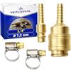 MONTERAL 2x Attacchi Rapidi Aria Compressa 1/4 Innesto Rapido Aria Compressa Ø7,2mm | con 2 Pezzi Fascette Stringitubo Ø8-12mm - MONTERAL
