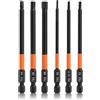 Ousuwo Set da 6 punte esagonali lunghe, magnetiche, da 100 mm, in acciaio S2 con gambo da 6,35 mm per cacciaviti e chiavi a brugola (H2-H6)