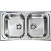 Yellowshop - Lavello incasso inox 2 vasche cm 86x50 con sifone e piletta Atlantic