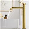 Kelleria Rubinetto Bagno Lavabo Alto Oro, Miscelatore Girevole a 360°, | Monocomando per Lavabo da Appoggio, Acciaio Inox 304, Aeratore Rimovibile, Altezza Bocchello 230 mm, Oro Spazzolato