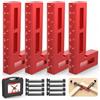 Housolution Morsetti d'Angolo 90° per Lavorazione Legno, 4 Pack, Rosso+Nero | 4,05 x 2,2 Squadra Alluminio con 4 Morsetti Tipo C, 1 Chiave Allen, 4 Pastiglie Antiscivolo per Armadi, Cornici, Cassetti