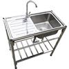 POWRZZZY Lavello Cucin in Acciaio Inox Lavello in Acciaio Inox Autoportante Esterno a Libera Installazione con Rubinetto e Banco da Lavoro per Cucine Esterne Garage Lavanderie(78x43x76cm)