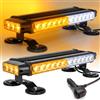 ROUTEKING Barra LED Stroboscopica Emergenza 30 LED Ambra/Bianco 12V/24V IP65 Magnetica 4 Base 7 Modalità Lampeggio Faro Segnalazione Auto Camion Rimorchio Soccorso Stradale