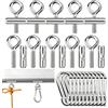 Kontazmi Set di 10 fermaporta 8 - 10 mm per guide di montaggio, in acciaio inox, con moschettone e occhielli per tende da sole di camper, roulotte, campervan un tenda