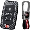 OTMIK Fibra di Carbonio Copertura della Chiave dell'auto in lega di Zinco Compatibile con Range Rover Evoque Discovery Sport Velar Per Jaguar XE E-PACE XF F-Type (Fibbia quadrata)