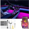 QAUBEN Kit di illuminazione ambientale auto 64 colori musica multicolore fibra ottica APP controllo auto fai da te illuminazione dell'atmosfera decorativa DC 12V 1W 8m