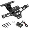 Bqweun Portatarga Moto, Porta Targa Moto Universale Regolabili, con Luce Targa, Supporti per Targhe, Portatarga in Acciaio Inox per MT01, MT07, MT09, Sportster Z900 SV650