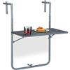 Relaxdays Tavolino da Balcone Pieghevole, 59,5 x 60 cm, Mini Tavolo Appeso, Regolabile in Altezza, Salvaspazio, Grigio