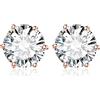 JewelryPalace Orecchini a Bottone Donna Argento 925 con Creato Moissanite, Piercing a Lobo con Pietra a Taglio Rotondo, Solitario in Tre Ori Set Gioielli