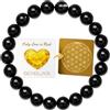 SENSUARI Bracciale con pietre naturali 8 mm, Taglia unica, Pietra, Ossidiana