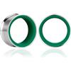 Vankula Dilatatori Lobo Double Flared tunnel dilatatore orecchie Bicolore di Base in Acciaio inossidabile lobi piercing espansori Gioielli Uomo Donna 19mm(3/4) Argento Verde Scuro