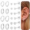 Diamday 10 Paia Orecchini Donna Acciaio Inossidabile Orecchini Anallergici | Orecchini Acciaio Chirurgico, Set Orecchini Oro Argento, Piercing Orecchio, Orecchini Cerchio, Piercing Trago Helix Conch