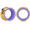 Vankula Dilatatori Lobo Double Flared tunnel dilatatore orecchie Bicolore di Base in Acciaio inossidabile lobi piercing espansori Gioielli Uomo Donna 19mm(3/4) Oro Viola