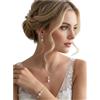 ONDEGO Set Gioielli Donna Argento 3 Pezzi con Perle e Zirconi AAA+ - Collana, Orecchini e Bracciale - Parure Elegante per Matrimonio, Sposa, Comunione, Ballo e Cerimonia